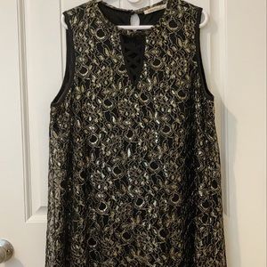 Gold Lace Mini Party Dress